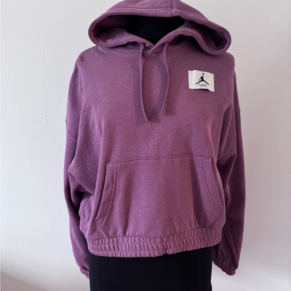 Air Jordan Maroon cropped heavy hoodie with Jumpman patch